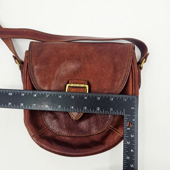 Vintage 80's David Dart Brown Pebbled Leather Crossbody Bag Purse Minimallist - Picture 11 of 16